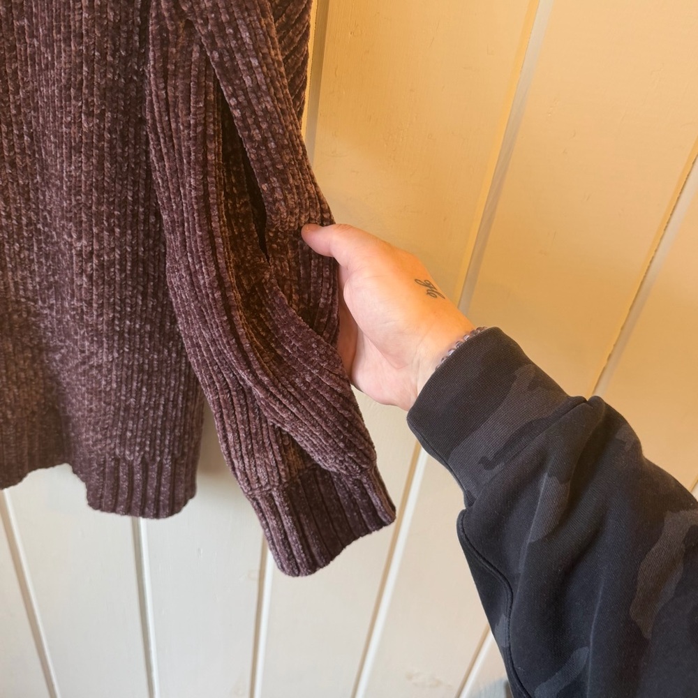 CALIA Dark Purple Crew Neck Sweater, Open Shoulders, Size Large - Picture 3 of 8